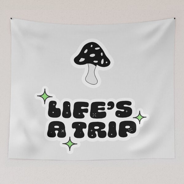 Item preview, Life's a Trip with Cute Mushroom | Classic Retro Sticker designed and sold by stoicjimny.