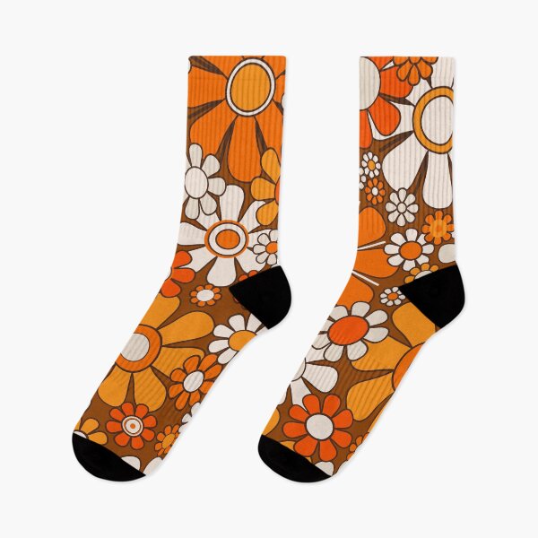 Item preview, Retro Garden Flowers Groovy Floral Cheerful 60s 70s Pattern 2 Orange Brown and Beige designed and sold by kierkegaard.