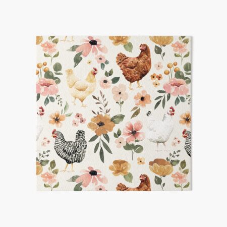Item preview, Watercolor Chicken Floral, Charlotte Floral Collection designed and sold by cateandrainn.
