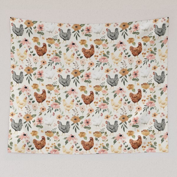 Item preview, Watercolor Chicken Floral, Charlotte Floral Collection designed and sold by cateandrainn.