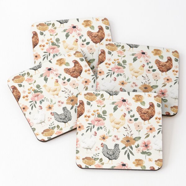 Item preview, Watercolor Chicken Floral, Charlotte Floral Collection designed and sold by cateandrainn.