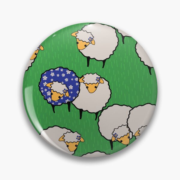 Item preview, Sheep on Grass Royal Blue Flowers designed and sold by Meg M Studio.