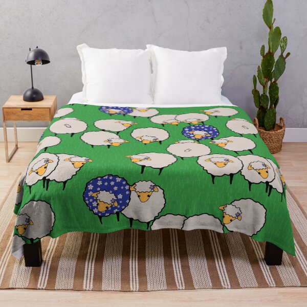 Item preview, Sheep on Grass Royal Blue Flowers designed and sold by Meg M Studio.