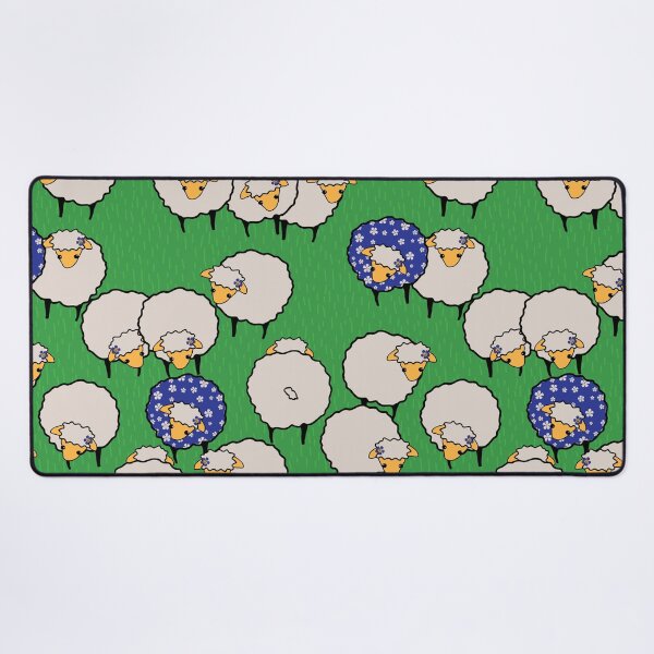 Item preview, Sheep on Grass Royal Blue Flowers designed and sold by Meg M Studio.