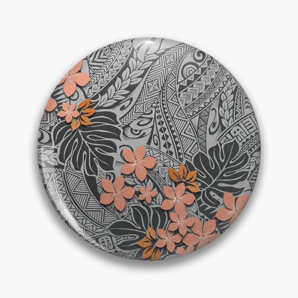 Item preview, Hawaiian Monstera Tapa and Coral Hibiscus Fusion designed and sold by J Marielle Designs.