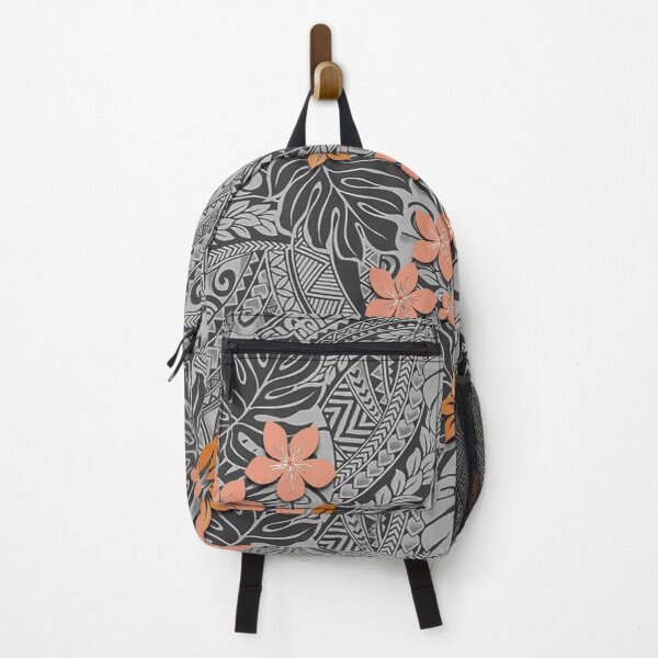Item preview, Hawaiian Monstera Tapa and Coral Hibiscus Fusion designed and sold by J Marielle Designs.