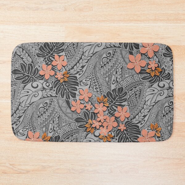 Item preview, Hawaiian Monstera Tapa and Coral Hibiscus Fusion designed and sold by J Marielle Designs.