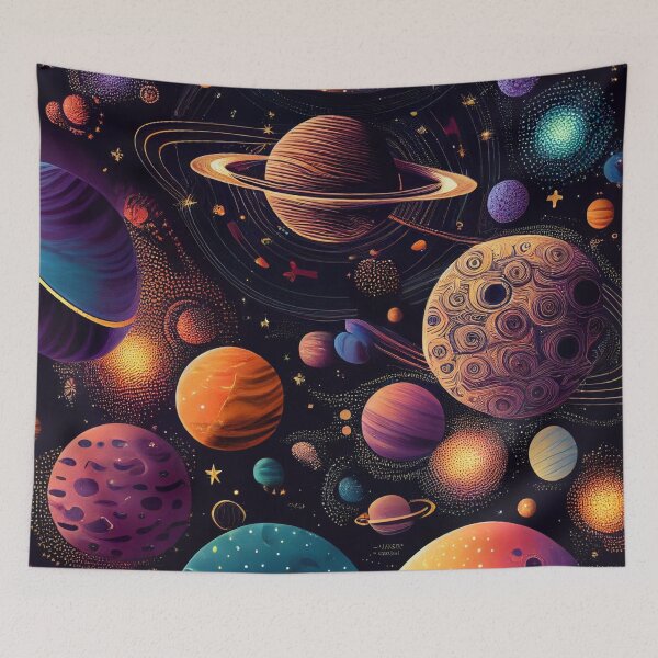 Item preview, Cosmic pattern with stars and planets designed and sold by colorexz.