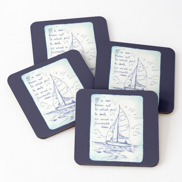 Item preview, Quote Card #5 - Seneca - If a man knows not to which port he sails, no wind is favorable - Man sailing  designed and sold by WordsOf--Wisdom.