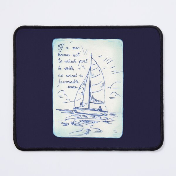 Item preview, Quote Card #5 - Seneca - If a man knows not to which port he sails, no wind is favorable - Man sailing designed and sold by WordsOf--Wisdom.