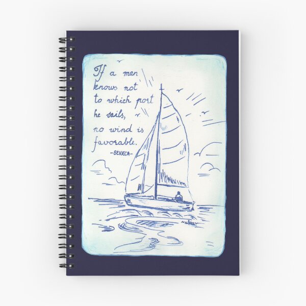 Item preview, Quote Card #5 - Seneca - If a man knows not to which port he sails, no wind is favorable - Man sailing  designed and sold by WordsOf--Wisdom.