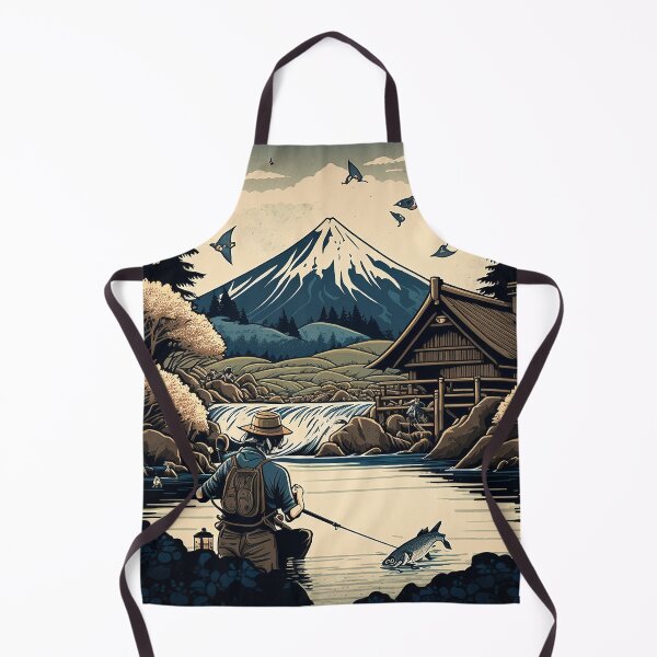 Item preview, Man fishing in front of Mount Fuji designed and sold by ArteroAI.