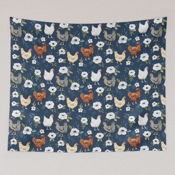 Item preview, Watercolor Chicken Floral, Farm Animals, Country Chic Chickens designed and sold by cateandrainn.