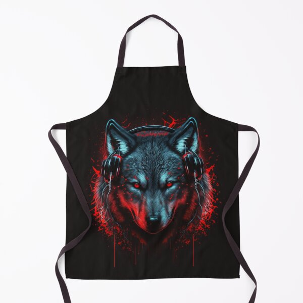 Item preview, wolf with red eyes wearing headphones designed and sold by sammgdesign.