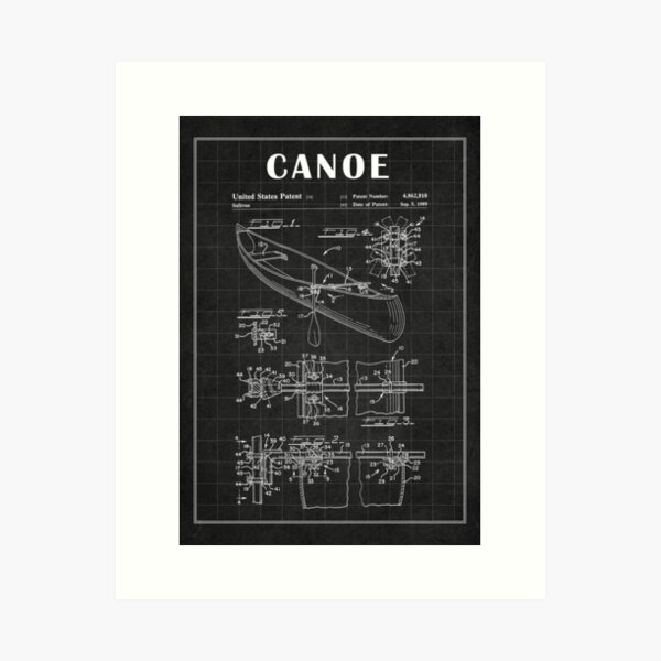 Item preview, 1989 Canoe patent drawing-Canoe blueprint -Canoeing Canoe Lover Gift Idea designed and sold by ismdesigner.