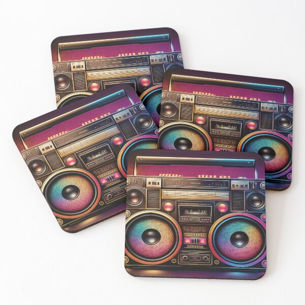 Aperçu de l'œuvre Disco eighties nineties vintage and weird boombox with music audio speakers. créée et vendue par mrlongfield.