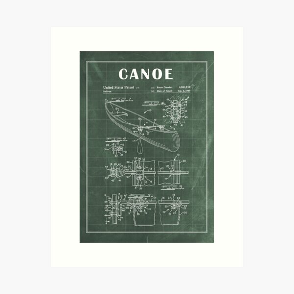 Item preview, 1989 Canoe patent drawing-Canoe blueprint -Canoeing Canoe Lover Gift Idea designed and sold by ismdesigner.