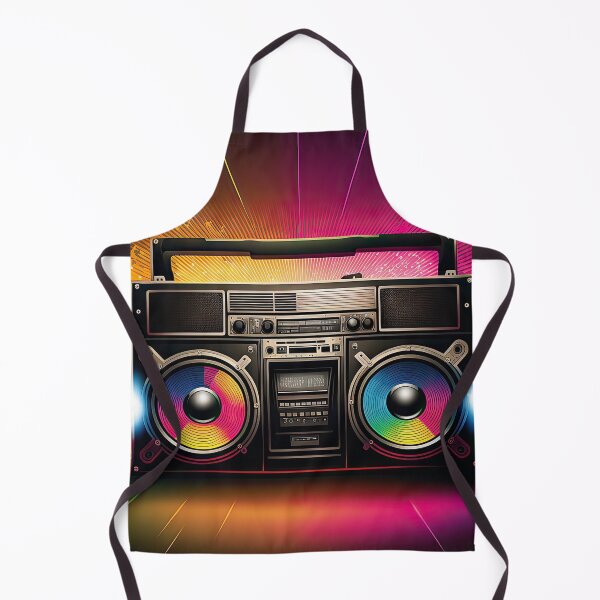 Aperçu de l'œuvre Disco eighties nineties vintage and weird boombox with music audio speakers. créée et vendue par mrlongfield.