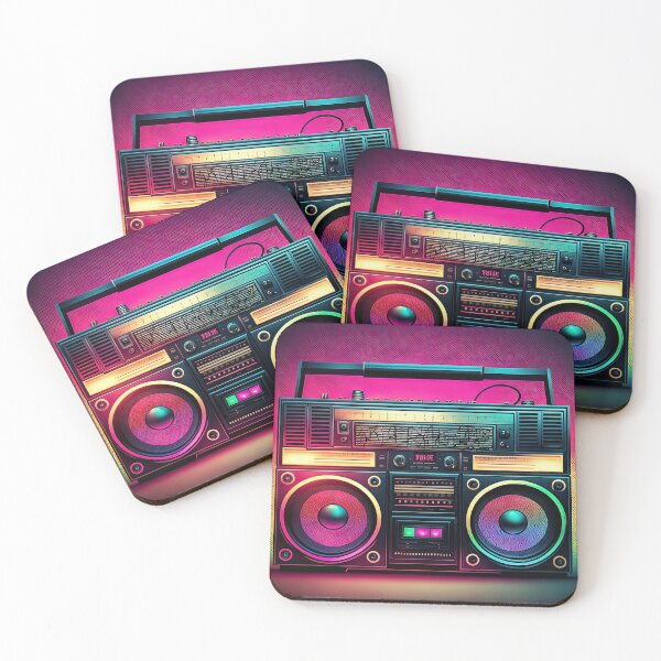 Aperçu de l'œuvre Disco eighties nineties vintage and weird boombox with music audio speakers. créée et vendue par mrlongfield.