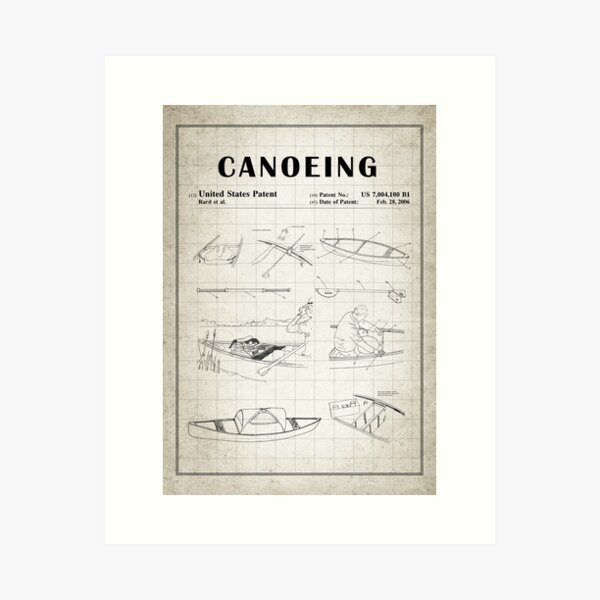 Item preview, 1989 Canoe patent drawing-Canoe blueprint -Canoeing Canoe Lover Gift Idea designed and sold by ismdesigner.