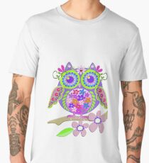 Cute Flower Power Owl Men's Premium T-Shirt