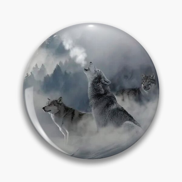 Item preview, Wolves howling on foggy snow covered mountain designed and sold by 1Jeff.