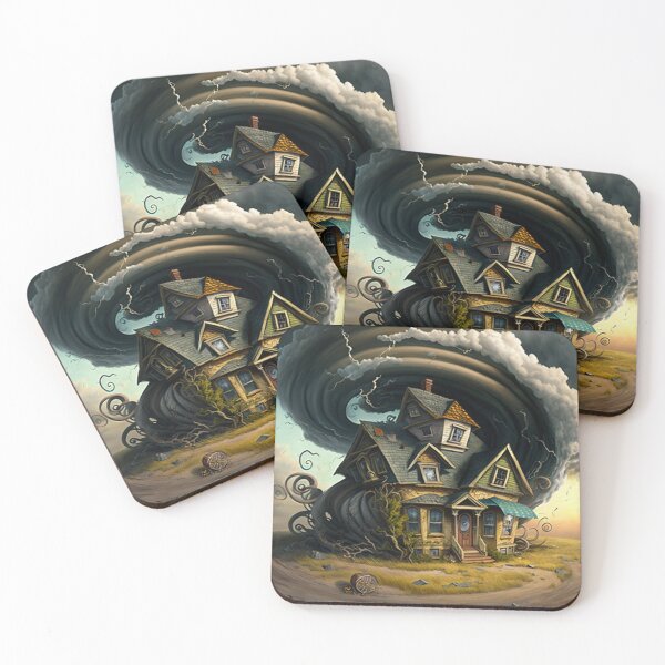 Item preview, Abstract image of Dorothy's house as it starts to get swept away by the tornado in Kansas. designed and sold by liana campbell.