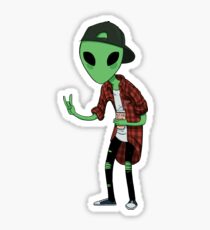 Grunge Alien Sticker