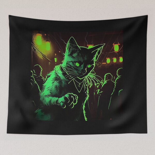 Item preview, Partying Black Cat - Comic Art - Dancing at Nightclub designed and sold by The-Fox-Hole.