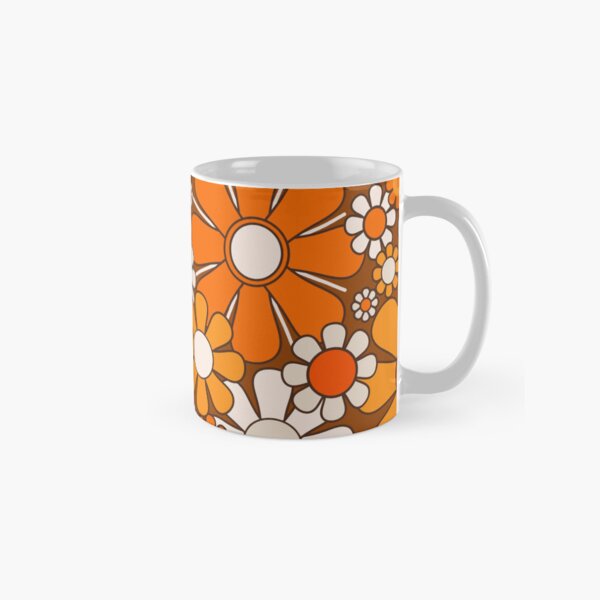 Item preview, Retro Garden Flowers Groovy Floral Cheerful 60s 70s Pattern 2 Orange Brown and Beige designed and sold by kierkegaard.