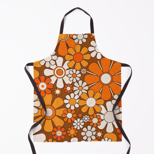 Item preview, Retro Garden Flowers Groovy Floral Cheerful 60s 70s Pattern 2 Orange Brown and Beige designed and sold by kierkegaard.