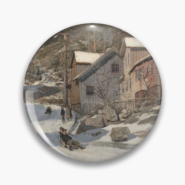 Item preview, Winter scenery - Street in Kragero by Frits Thaulow designed and sold by AR-shop.