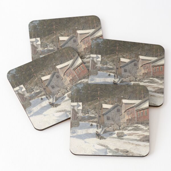 Item preview, Winter scenery - Street in Kragero by Frits Thaulow designed and sold by AR-shop.