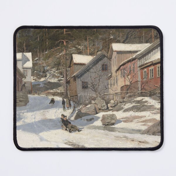 Item preview, Winter scenery - Street in Kragero by Frits Thaulow designed and sold by AR-shop.