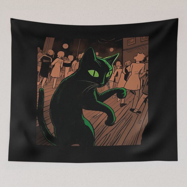 Item preview, Partying Black Cat - Comic Art - Dancing at Nightclub designed and sold by The-Fox-Hole.