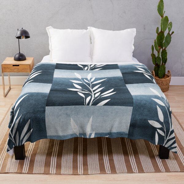 Item preview, Blue and White Minimalistic Leaves | Abstract Art designed and sold by MindedInc.