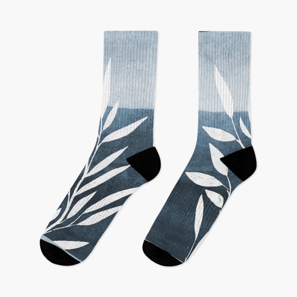 Item preview, Blue and White Minimalistic Leaves | Abstract Art designed and sold by MindedInc.