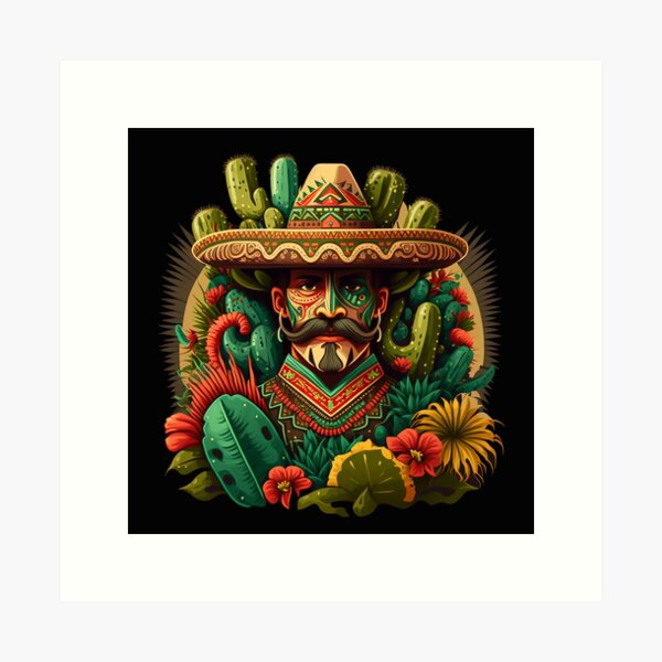 Aperçu de l'œuvre Luchador mexicain avec Sombrero (Peinture) créée et vendue par The-Fox-Hole.