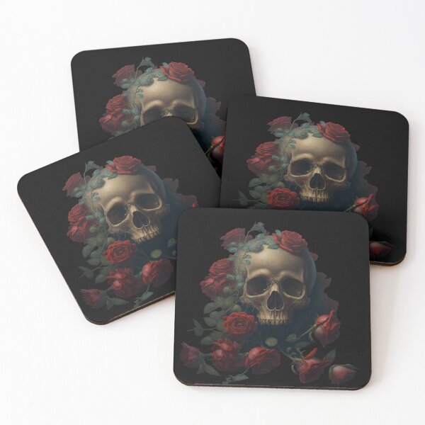 Item preview, An old, weathered skull with a crown of delicate roses growing around it designed and sold by Fablemyst.