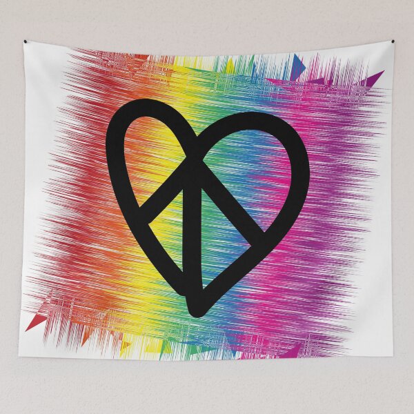 Item preview, Peace&Love Rainbow Square Black designed and sold by Sshara.