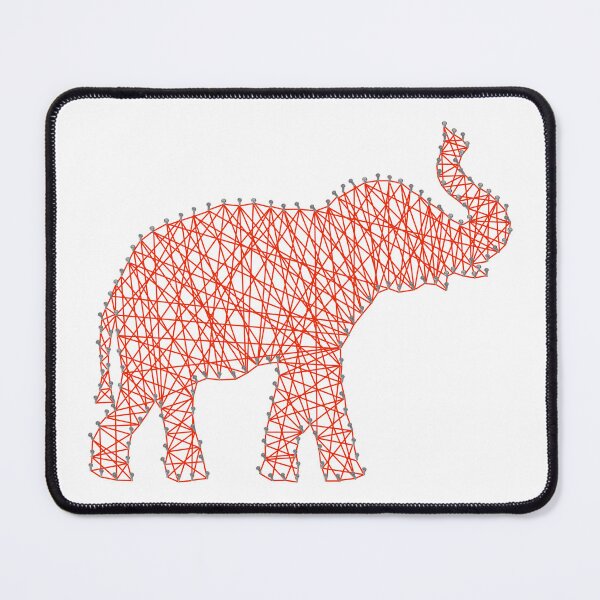 Item preview, Silhouette of a red elephant, side view. Nail thread string art vector design designed and sold by Familyshmot.