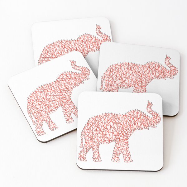 Item preview, Silhouette of a red elephant, side view. Nail thread string art vector design designed and sold by Familyshmot.