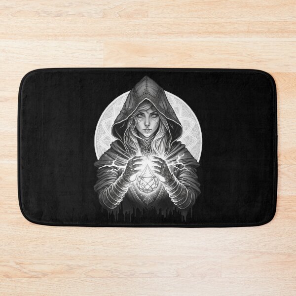 Item preview, A hooded female elven mage stands before you, her slender fingers wrapped around a glowing orb. designed and sold by Fablemyst.