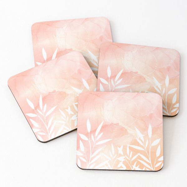 Item preview, Peach and White Minimalistic Leaves | Abstract Art designed and sold by MindedInc.