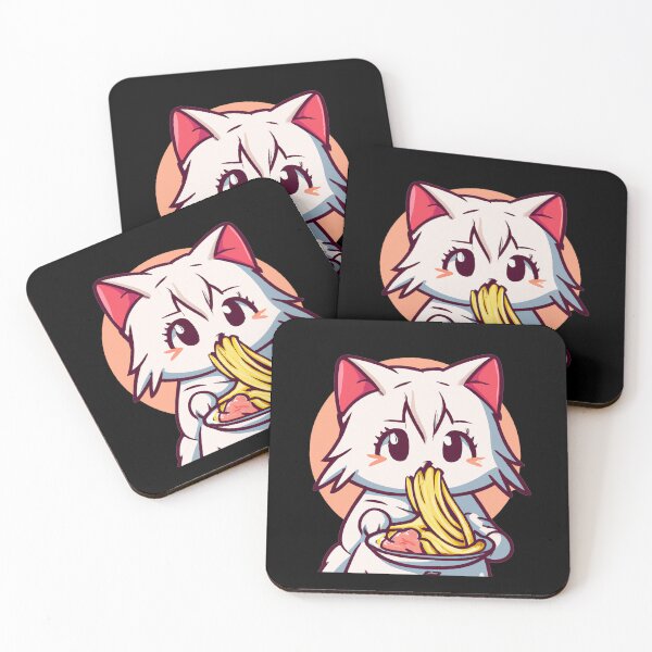 Item preview, Cat Eating Spaghetti Adorable Anime Kitten designed and sold by Oceanarium.