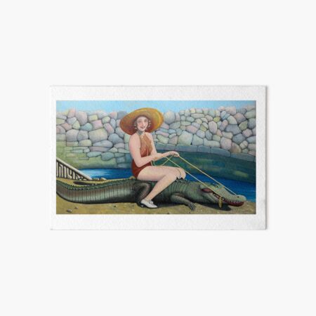 Girl with an Alligator Vintage Florida Postcard Series Art Board Print