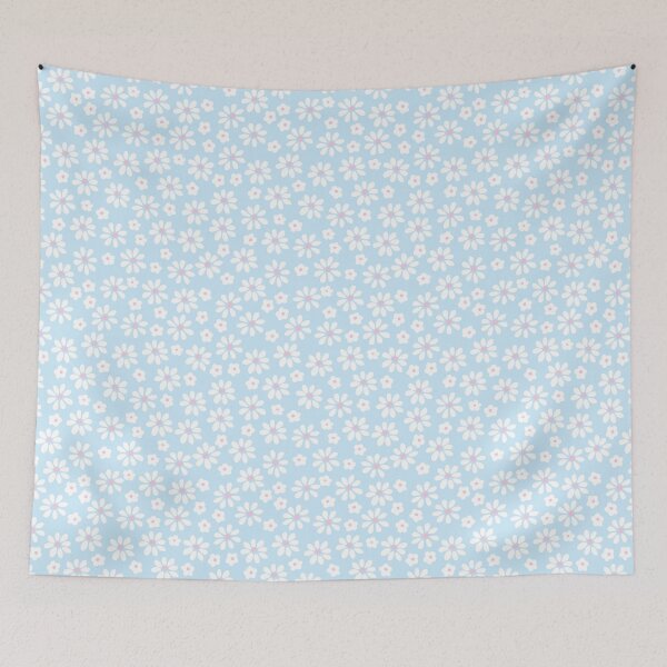 Item preview, DITSY PRAIRIE VINTAGE AND RETRO FLORALS FLOWERS BABY BLUE LILAC AND WHITE designed and sold by blomastudios.