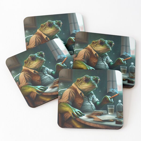 Item preview, Cool Gangster Frog Counts Money, Smokes Cigar and Drinks Whiskey - Original Artwork designed and sold by CloudofKnowing.
