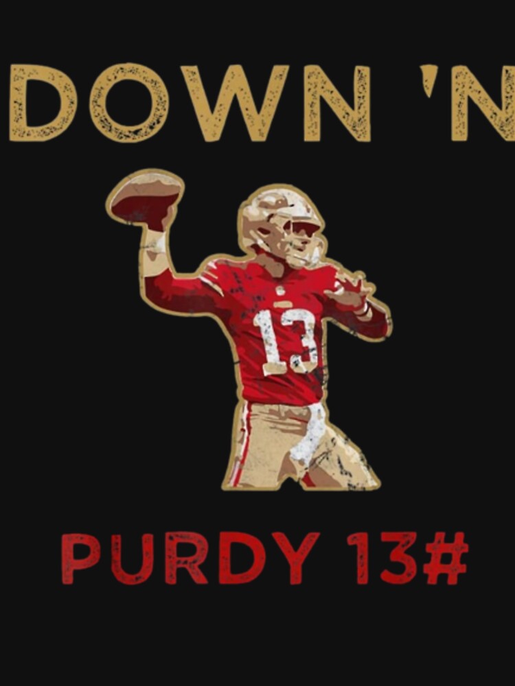 Down 'N Purdy #13 Brock Purdy American Football Quarterback T-Shirt  Essential T-Shirt by topseller49