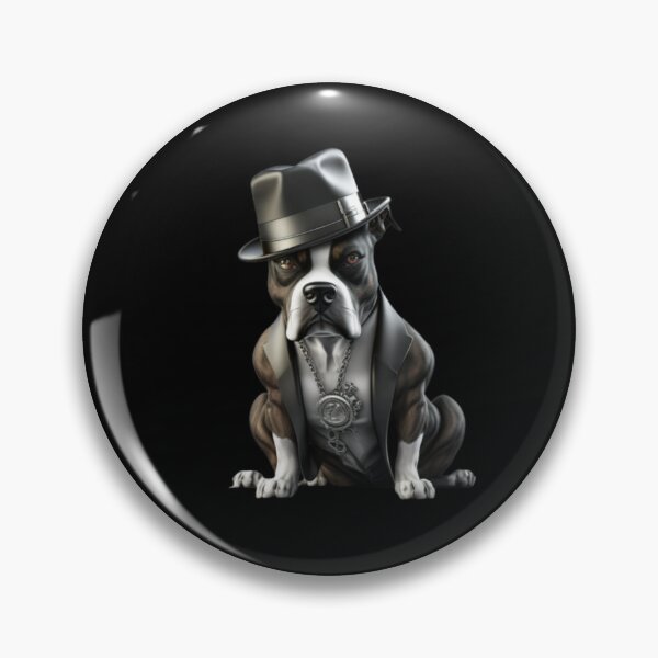 Item preview, Gangster Pitbull Black Nose With Boss Hat And Jacket, Silver Necklace Dog Looking At U designed and sold by adembulut.